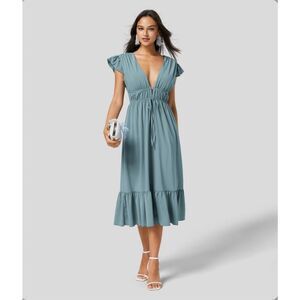 HALARA Women's Midi Dress in Teal